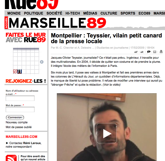 Rue89 s&rsquo;intéresse à Jacques-Olivier Teyssier poil à gratter de la presse locale